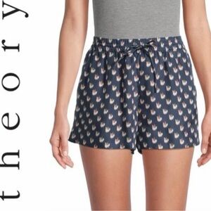 THEORY | floral drawstring shorts 100% silk